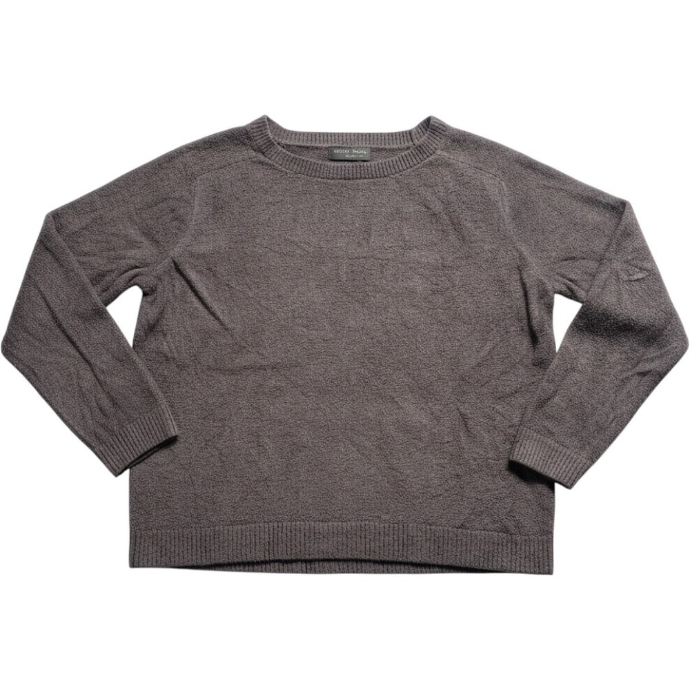 Barefoot Dreams CozyChic Lite Crewneck Sweater Gray Knit Pullover Size Small
